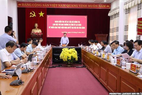 Đoàn kiểm tra số 547 của Bộ Chính trị làm việc với Ban Thường vụ Tỉnh ủy Lai Châu về triển khai thực hiện Nghị quyết Đại hội XIII của Đảng