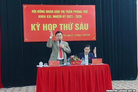 Hội đồng nhân dân Thị Trấn Phong Thổ tổ chức kỳ họp thứ 6, nhiệm kỳ 2021 - 2026